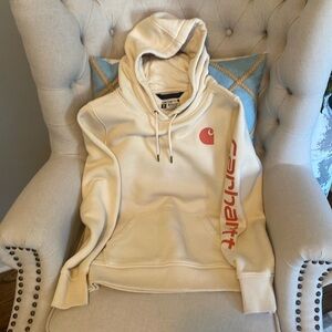 NWOT Carhartt relaxed fit logo sleeve graphic sweatshirt/hoodie. Womens XS.